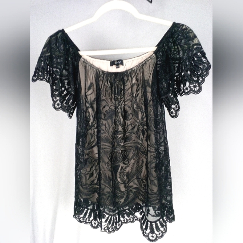 Black Lace Off-Shoulder Top